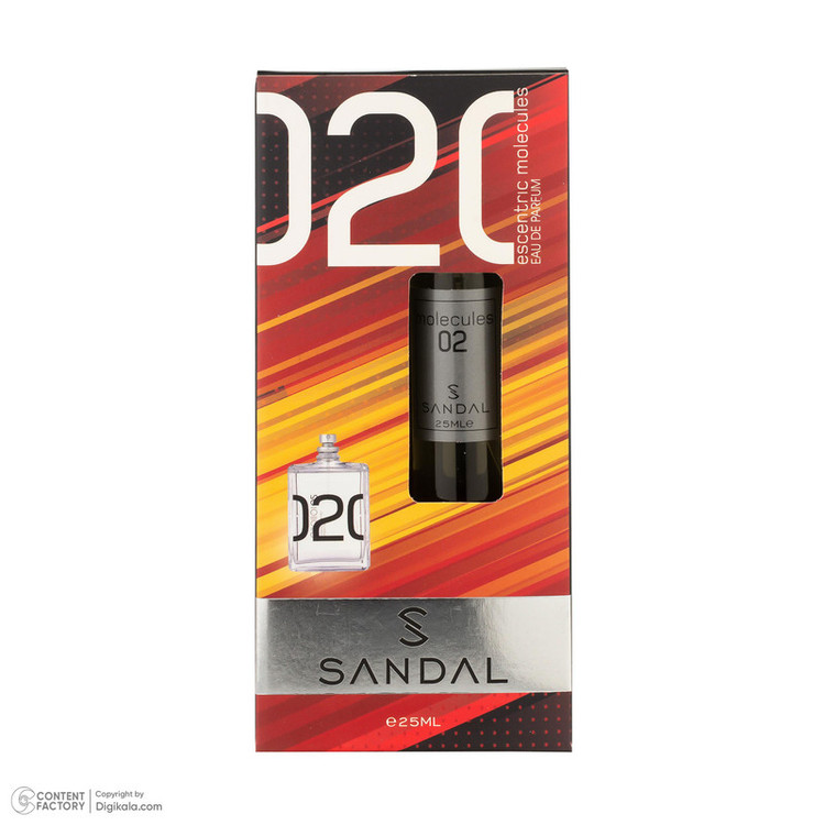 عطر جیبی مردانه صندل مدل مولکول با رایحه معتدل حجم ۲۵ میلیلیتر