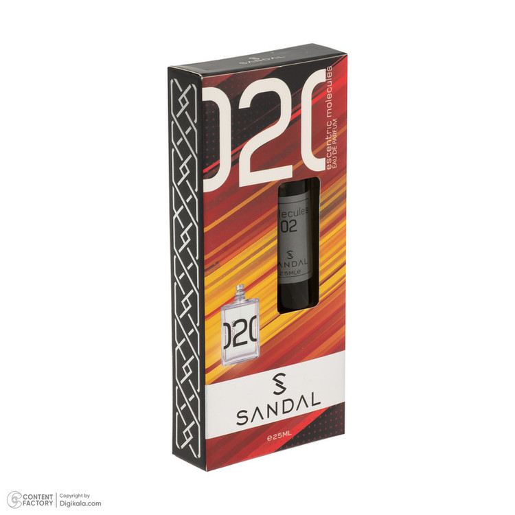 عطر جیبی مردانه صندل مدل مولکول با رایحه معتدل حجم ۲۵ میلیلیتر