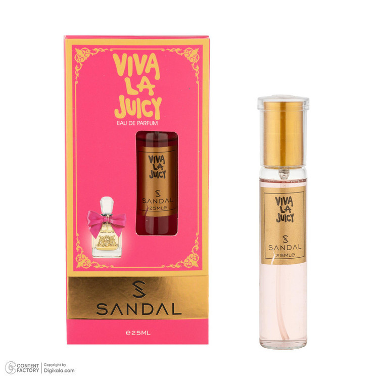 عطر جیبی زنانه صندل مدل VIVALA JUICY با رایحه شیرین، خوراکی، طبیعت، گلی حجم 25 میلیلیتر