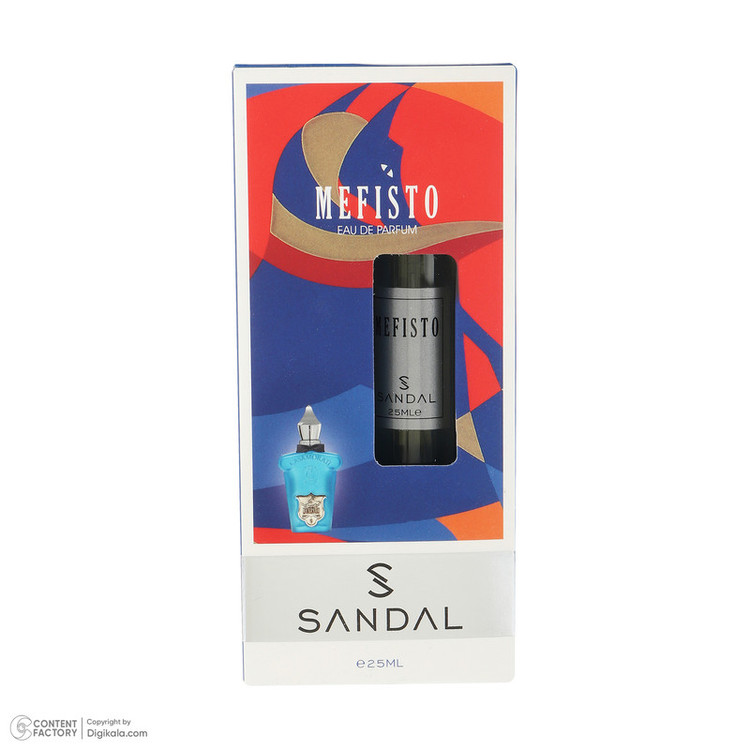 عطر جیبی مردانه صندل مدل Mefisto با رایحه تلخ حجم 25 میلیلیتر