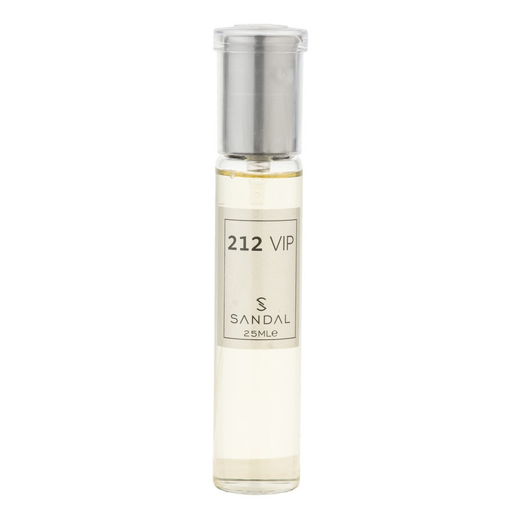 عطر جیبی مردانه صندل مدل 212vip با رایحه تند، تلخ، گرم، خوراکی، طبیعت، شرقی حجم 25 میلیلیتر