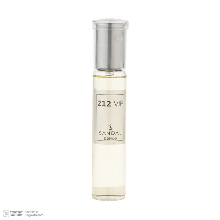 عطر جیبی مردانه صندل مدل 212vip با رایحه تند، تلخ، گرم، خوراکی، طبیعت، شرقی حجم 25 میلیلیتر