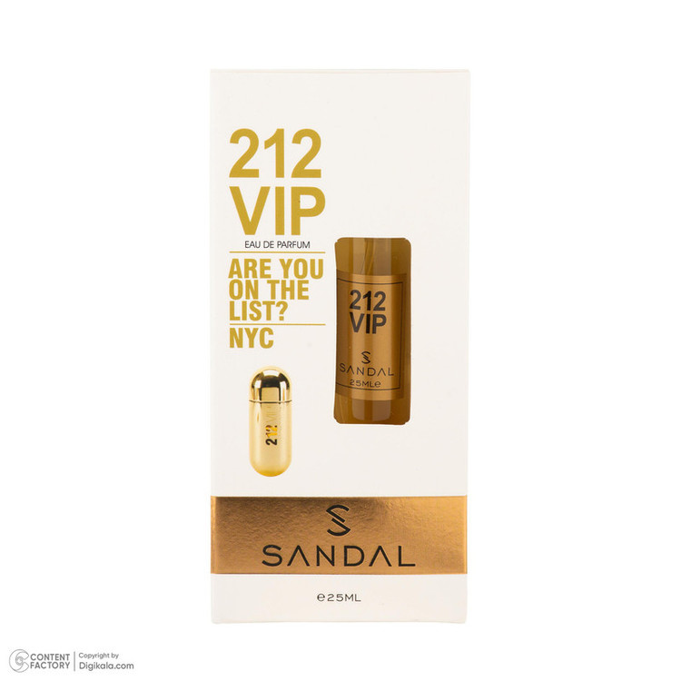 عطر جیبی زنانه صندل مدل 212 VIP WOMEN با رایحه گرم، خوراکی، طبیعت، شرقی، گلی حجم 25 میلیلیتر