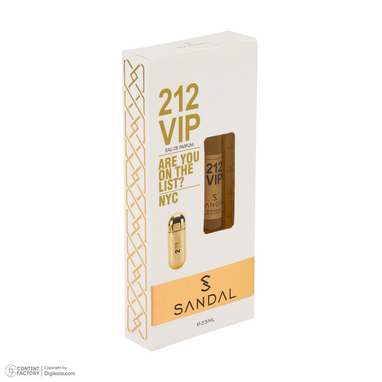 عطر جیبی زنانه صندل مدل 212 VIP WOMEN با رایحه گرم، خوراکی، طبیعت، شرقی، گلی حجم 25 میلیلیتر