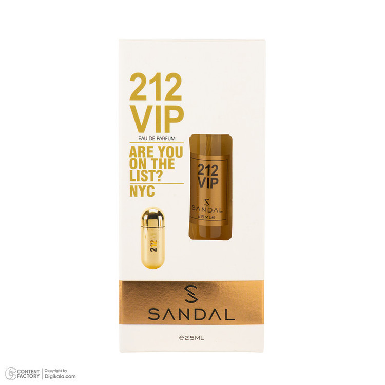 عطر جیبی زنانه صندل مدل 212 VIP WOMEN با رایحه گرم، خوراکی، طبیعت، شرقی، گلی حجم 25 میلیلیتر