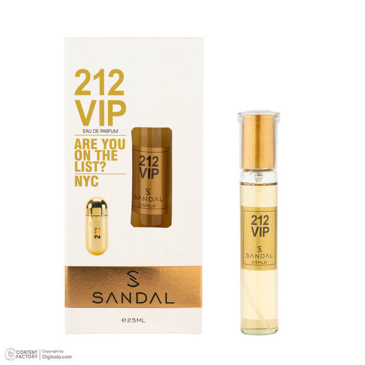 عطر جیبی زنانه صندل مدل 212 VIP WOMEN با رایحه گرم، خوراکی، طبیعت، شرقی، گلی حجم 25 میلیلیتر