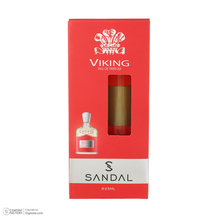 عطر جیبی مردانه صندل مدل viking با رایحه تند حجم 25 میلیلیتر