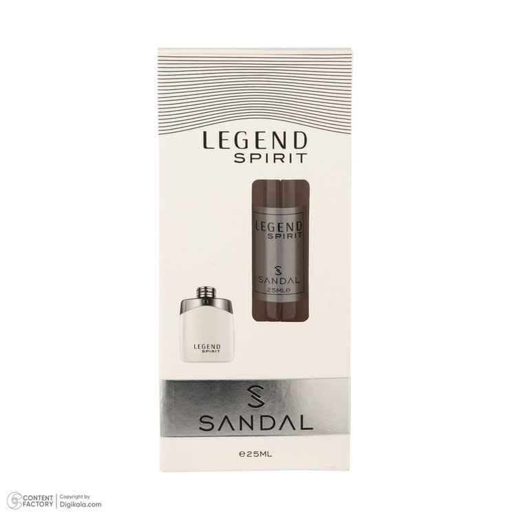 عطر جیبی مردانه صندل مدل LEGEND SPIRIT با رایحه شیرین، تند حجم 25 میلیلیتر