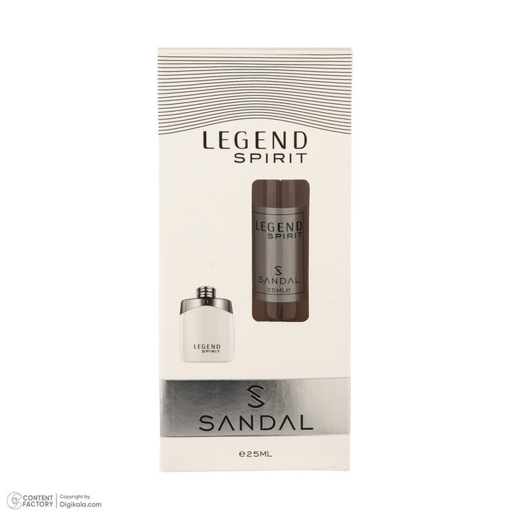 عطر جیبی مردانه صندل مدل LEGEND SPIRIT با رایحه شیرین، تند حجم 25 میلیلیتر