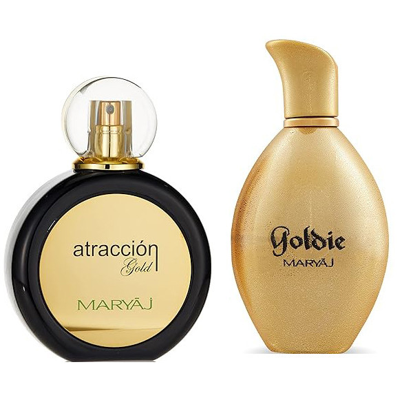 ادوپرفیوم زنانه ماریاژ مدل atraccion gold با رایحه شیرین حجم 100 میلیلیتر و عطر جیبی زنانه صندل مدل گود گرل با ایحه شیرین حجم 25 میلی لیتر