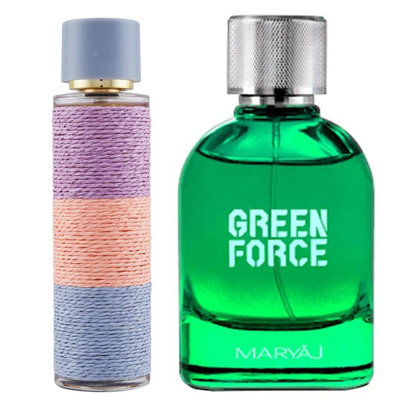 ست ادو پرفیوم مردانه ماریاژ مدل Green Force با رایحه سرد حجم 100 میلی لیتر و ادوپرفیوم زنانه ماریاژ مدل DEUCE با رایحه گرم حجم 100 میلی‌لیتر