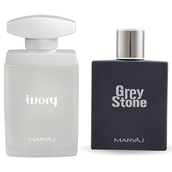 ست ادو پرفیوم مردانه ماریاژ مدل Grey Stone با رایحه تلخ حجم 100 میلی لیتر و ادوپرفیوم زنانه ماریاژ مدل IVORY با رایحه گرم حجم 100 میلی‌لیتر